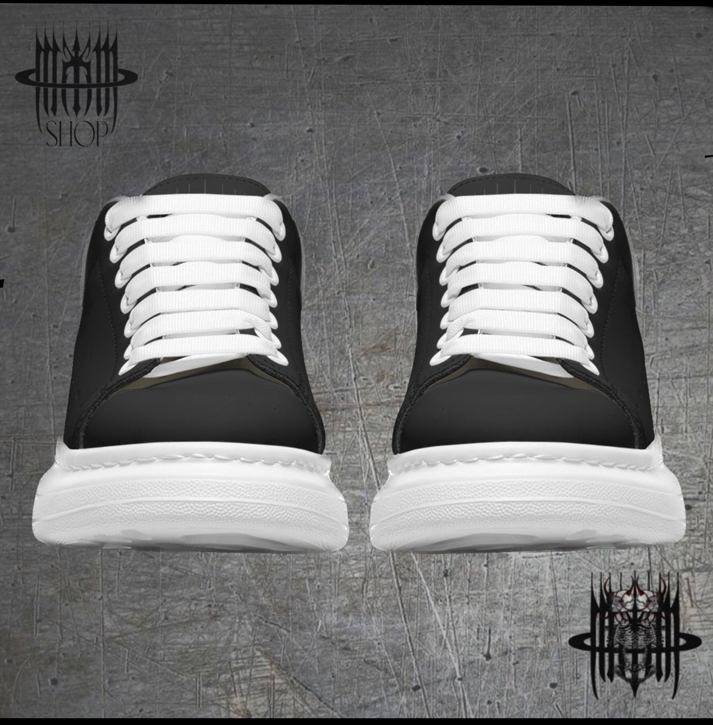 MK0KM Unisex Non Slip Lace Up Leather Sneakers