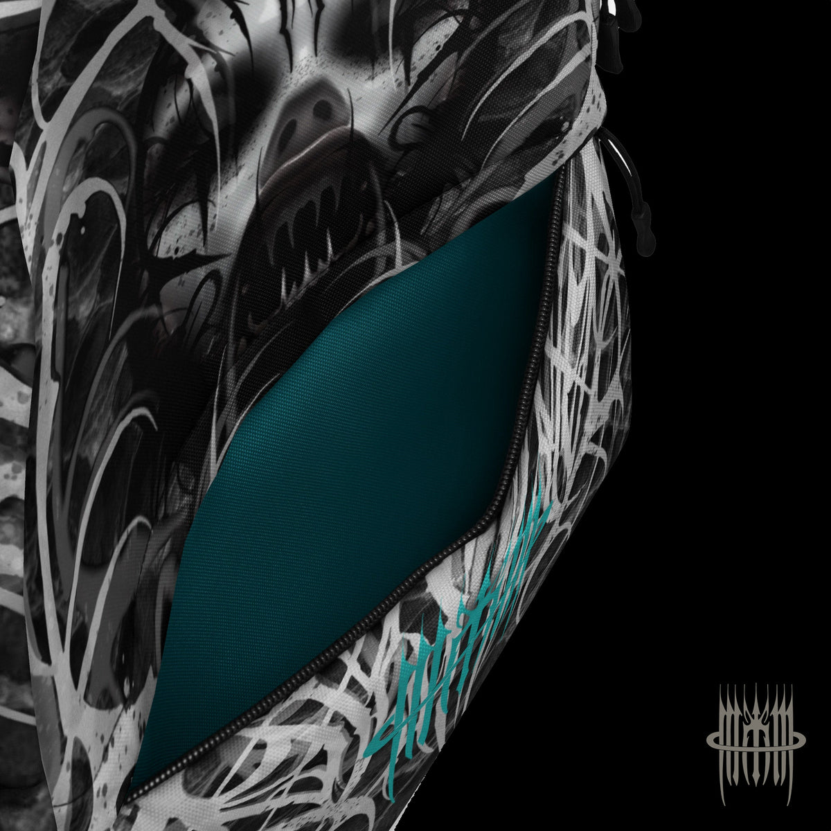 MK0KM Backpack GRX – inside pocket close-up, on black background