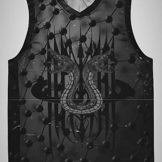 MK0KM  Shadow Slam: Gray Dark Gothic Hoops basketball t-shirt  DARK STORM TESLA