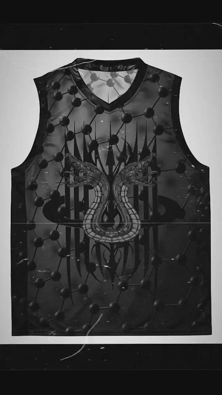 MK0KM  Shadow Slam: Gray Dark Gothic Hoops basketball t-shirt  DARK STORM TESLA